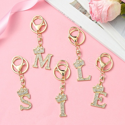 Golden Alloy Rhinestone Keychain KEYC-YW00105-01-1