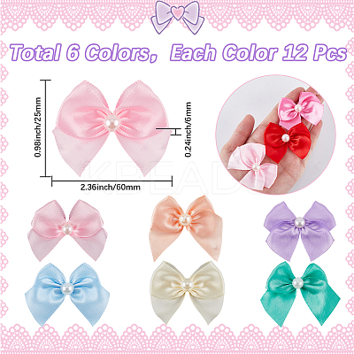 72Pcs 6 Colors Bowknot Polyester Ornament Accessories DIY-SP0003-60B-1