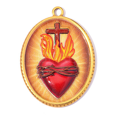 Religion Printed 304 Stainless Steel Pendants SA-OY003-84G-1
