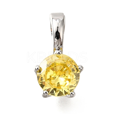 Brass Micro Pave Cubic Zirconia Charms KK-D356-05B-P-1