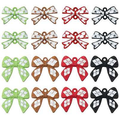 Bowknot 32Pcs 8 Styles Alloy Pendants & Connector Charms Findings Kits DIY-SC0029-60-1