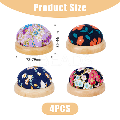 4Pcs 4 Style Flower Pattern Japanese Style Cotton & Cloth Needle Pin Cushions DIY-DC0001-98-1