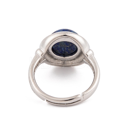 Natural Lapis Lazuli Round Adjustable Rings RJEW-K271-04P-11-1