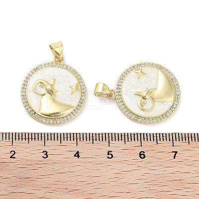 Brass Micro Pave Clear Cubic Zirconia Pendants KK-L213-010G-05-1