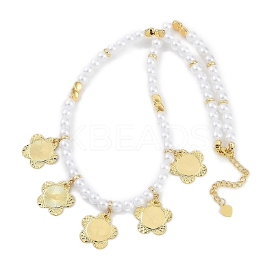 Round ABS Imitation Pearl Beaded Necklaces NJEW-P317-14G-1