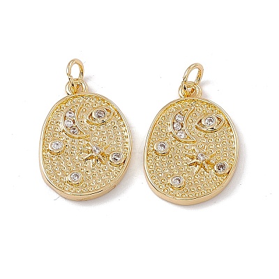Brass Micro Pave Cubic Zirconia Pendants KK-E068-VC009-1