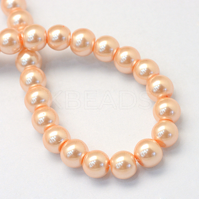 Baking Paint Pearlized Glass Pearl Round Bead Strands HY-Q003-10mm-18-1