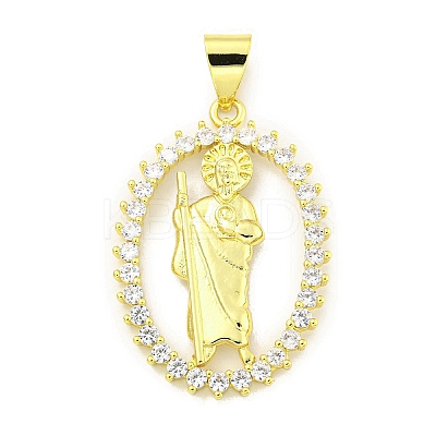 Rack Plating Brass Micro Pave Clear Cubic Zirconia Pendants KK-B091-21G-05-1