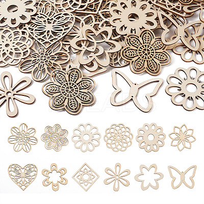 24pcs 12 Styles Unfinished Natural Poplar Wood Filigree Joiners Links WOOD-TA0001-81-1