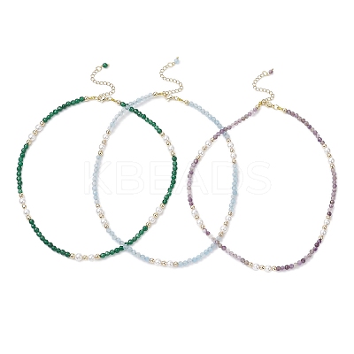 White Jade and Amethyst Necklaces NJEW-JN05340-1