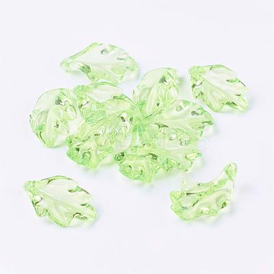 Light Green Transparent Acrylic Leaf Pendants for Chunky Necklace Jewelry X-TACR-470-31-1