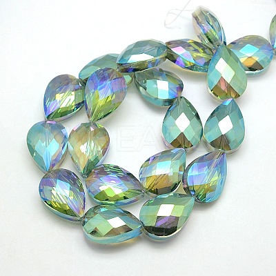 Electroplate Crystal Glass Teardrop Beads Strands EGLA-F067B-03-1