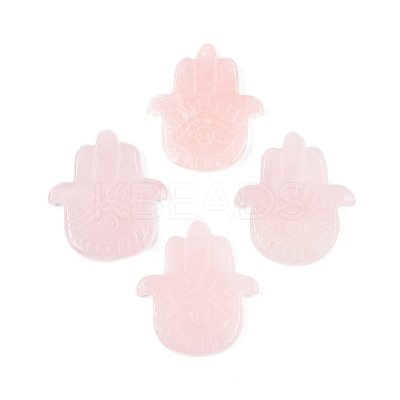 Natural Rose Quartz Hamsa Hand with Eye Figurines DJEW-N003-04I-1