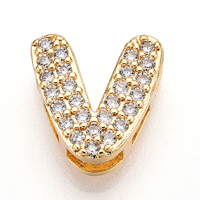 Brass Micro Pave Cubic Zirconia Charms KK-N254-217G-V-1