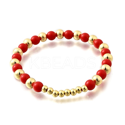 ABS Imitation Pearl Round Beads Stretch Bracelets for Women BJEW-D317-12A-G-1