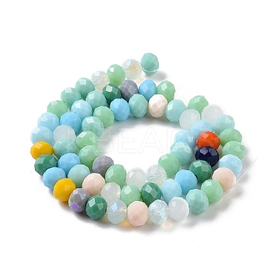 Electroplate Pearl Luster Plated Imitation Jade Glass Faceted Rondelle Beads Strands EGLA-F020-02-8mm-1