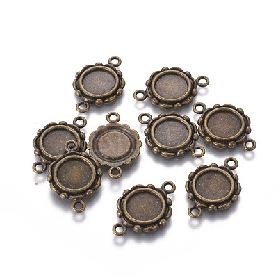 Tibetan Style Link Cabochon Bezel Settings TIBEP-0578-AB-LF-1