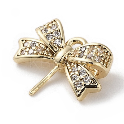 Brass Micro Pave Clear Cubic Zirconia Charms KK-G491-15G-1