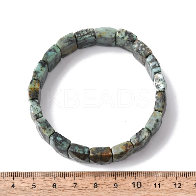 Rectangle Natural African & Turquoise Beads Stretch Bracelets for Women Men BJEW-Z149-01A-1