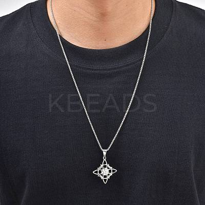 Vintage 304 Stainless Steel Witch Knot Pendant Necklaces WGBCAF0-01-1