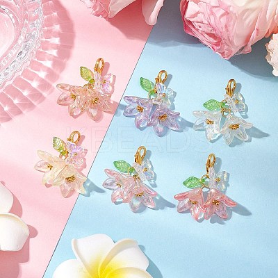 6Pcs Flower Butterfly Acrylic Pendant Decoration HJEW-JM02942-1