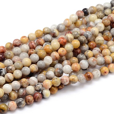 Natural Gemstone Round Bead Strands G-J303-10-6mm-1