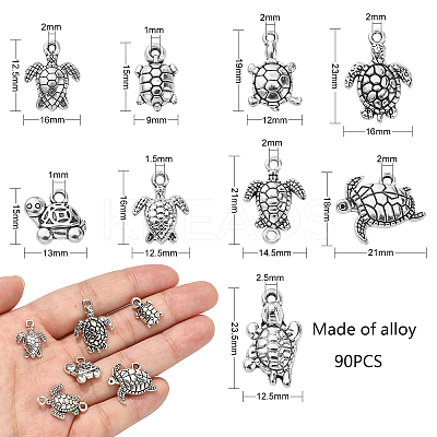 90Pcs 9 Styles Tibetan Style Zinc Alloy Charms TIBEP-CJ0002-02-1