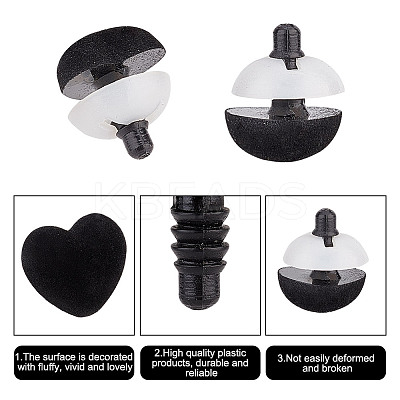 36 Sets 3 Styles Heart Flocky & Plastic Safety Craft Noses FIND-GO0002-16B-1