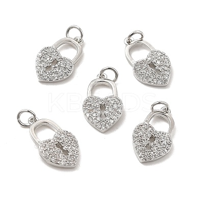 Brass Micro Pave Clear Cubic Zirconia Pendants KK-E068-VB158-1