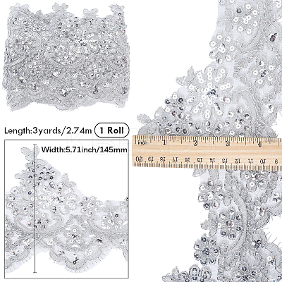 3 Yards Polyester Flower Lace Ribbon OCOR-GF0005-61-1