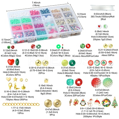 DIY Christmas Themed Acrylic & Glass Seed & Polymer Clay Beads Bracelet Kits DIY-FS0007-95-1