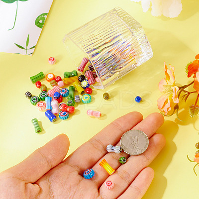75Pcs 5 Styles Handmade Millefiori Lampwork Beads LAMP-PJ0001-03-1