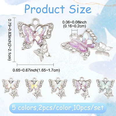 10Pcs 5 Colors Alloy Resin Pendants FIND-YW0009-78-1