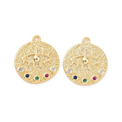 Brass Micro Pave Colorful Cubic Zirconia Pendants KK-E068-VC118-1