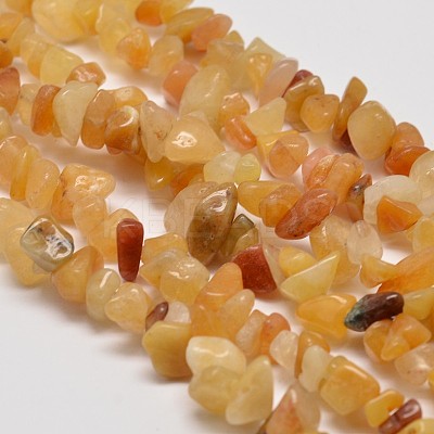 Natural Yellow Aventurine Chip Beads Strands G-L269-36-1