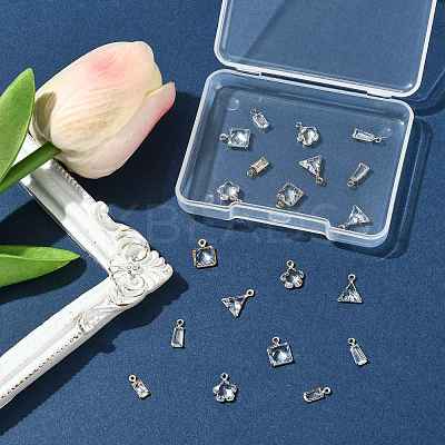 20Pcs 10 Styles Brass Pave Clear Cubic Zirconia Charms ZIRC-FS0001-03-1