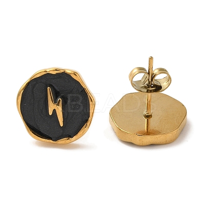 Ion Plating(IP) 304 Stainless Steel Lightning Stud Earrings EJEW-C114-14B-G-1