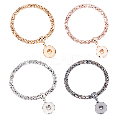 4Pcs 4 Colors Donut Charm Stretch Bracetet for Girl Women BJEW-CA0001-04-1