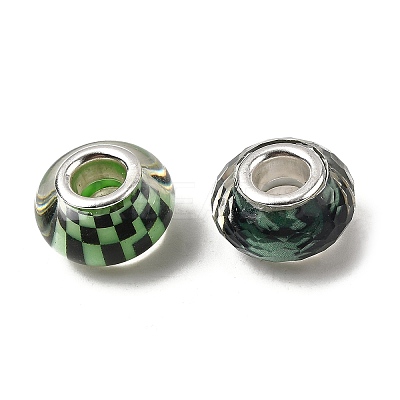 Printed Transparent Resin European Beads RESI-C063-03J-1