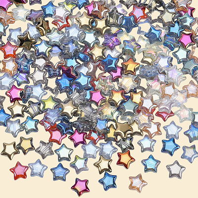 300Pcs 15 Colors Electroplate Transparent Glass Beads GLAA-PA0001-18-1