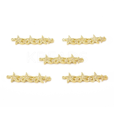 Brass Micro Pave Clear Cubic Zirconia Connector Charms KK-E068-VB075-1
