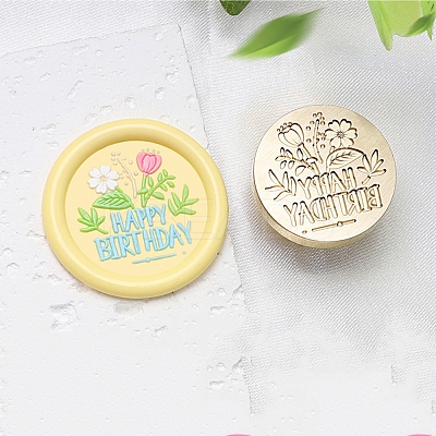 Golden Tone Wax Seal Brass Stamp Heads AJEW-U008-02G-06-1