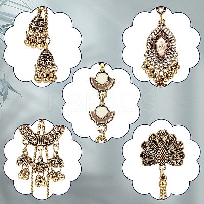 8 Pairs 8 Style Zinc Alloy Dangle Stud Earrings for Women EJEW-AN0003-16-1