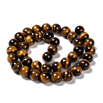 Natural Tiger Eye Round Bead Strands X-G-P072-33-10mm-1