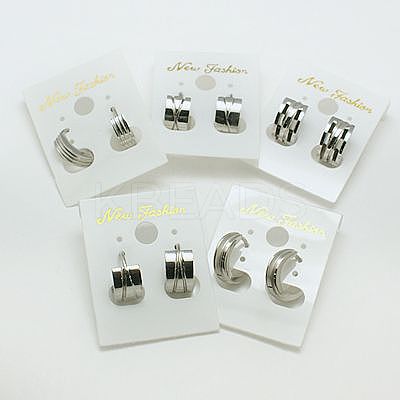 Tarnish Resistant Fashion 304 Stainless Steel Huggie Hoop Earrings EJEW-G124-M16-1