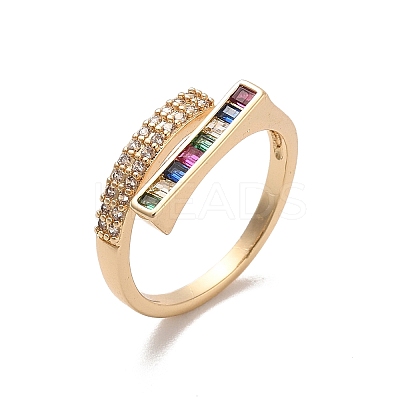 Brass Micro Pave Cubic Zirconia Rings RJEW-R146-15G-1