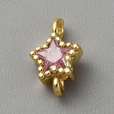 Light Gold Plated Brass Pave Cubic Zirconia Connector Charms KK-CJC0001-43KCG-06-1