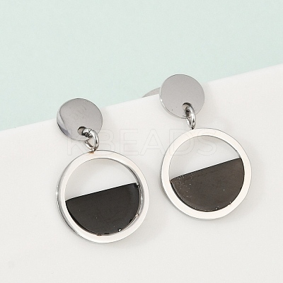 304 Stainless Steel Plastic Dangle Stud Earrings EJEW-Z089-16P-1