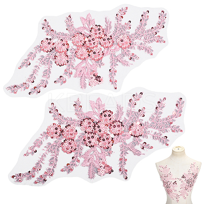 Polyester Sparkle Sequin Flower Clothing Patches PATC-WH0022-43-1