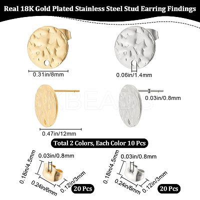 304 Stainless Steel Stud Earring Findings EJEW-BBC0001-65A-1